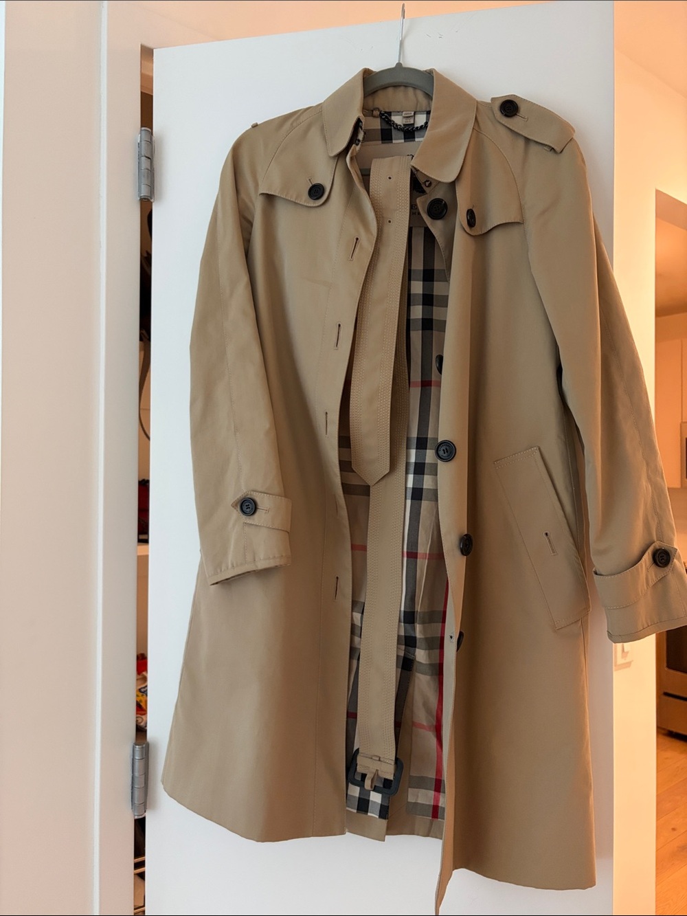 Burberry Tan Trench Coat with Signature Check Lining
